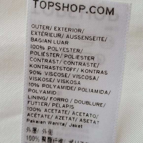 Topshop Tuxedo Blazer Ivory Suit Jacket Long Sleeve 1 Button Front Closure 4 - Picture 7 of 7